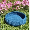 CAMA REDONDA PARA CÃES E GATOS EM CROCHET (AZUL)